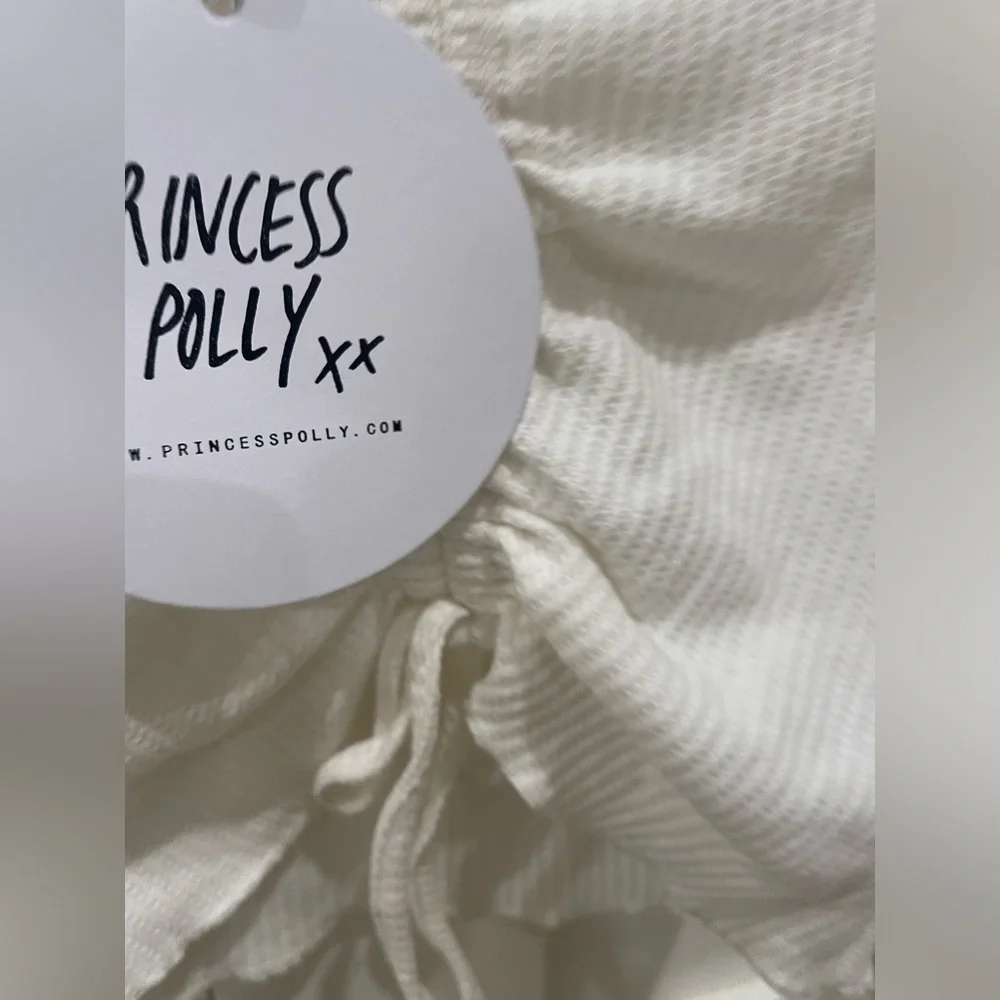 NWT Princess Poly Cream White Ruched Long Sleeve Crop Top